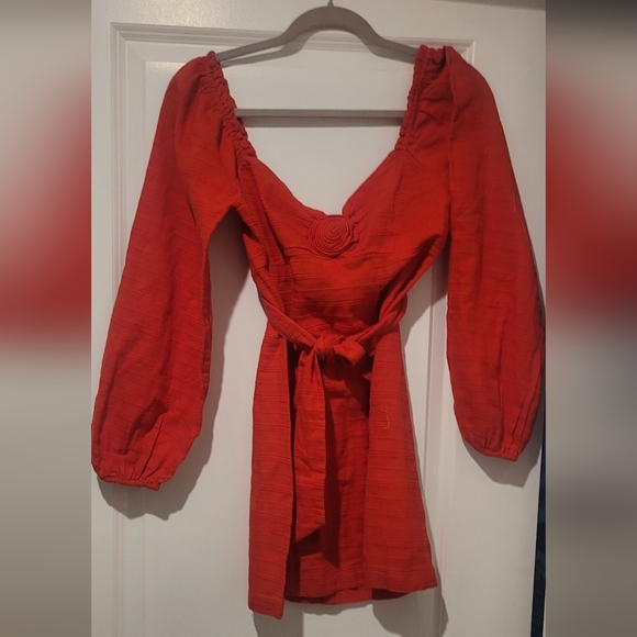Free People Red Dress with Flower/Rose - Picture 4 of 15